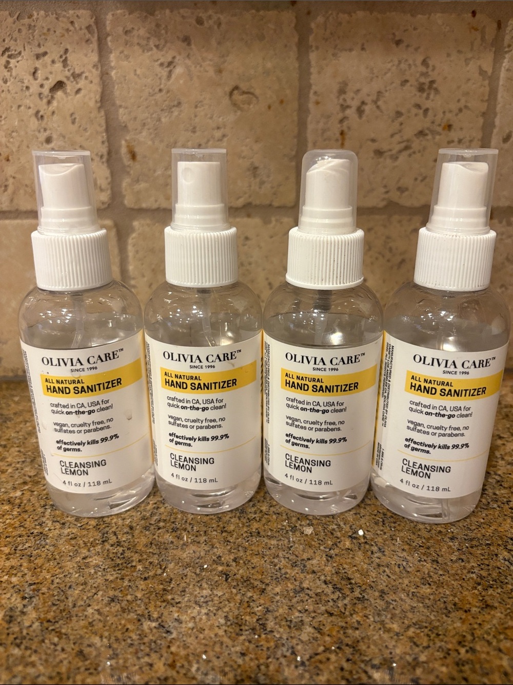 Olivia Care Cleansing Lemon All Natural Hand Sanitizer ✨Four NEW 4 oz bottles